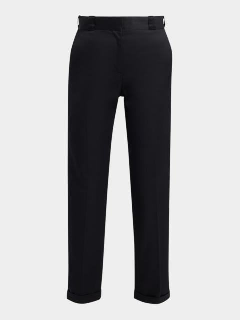 Cotton Viscose Slim-Leg Ankle Trousers