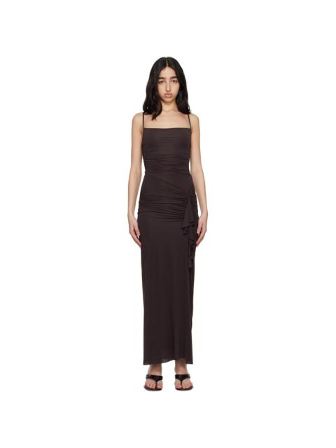 Brown Nara Ruffle Maxi Dress