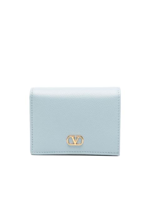 grained leather logo wallet