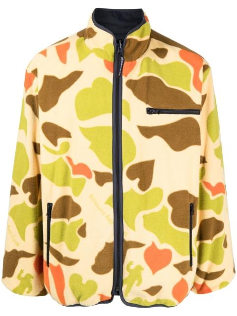 camouflage-print reversible fleece jacket
