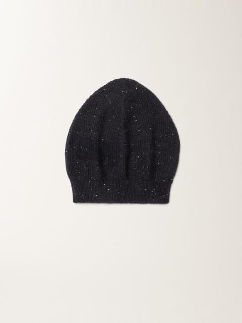 Mohair beanie with micro sequins