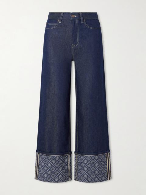 Printed High-rise Straight-leg Jeans