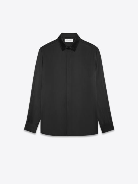 yves collar shirt in silk satin