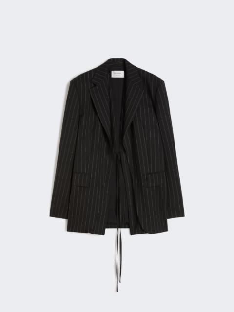 Pinstripe gabardine tailored blazer - black