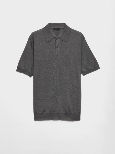Cashmere and silk polo shirt