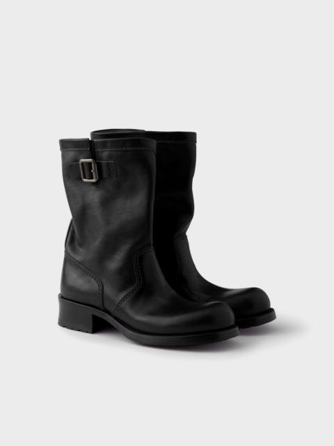 Leather mid-calf boots