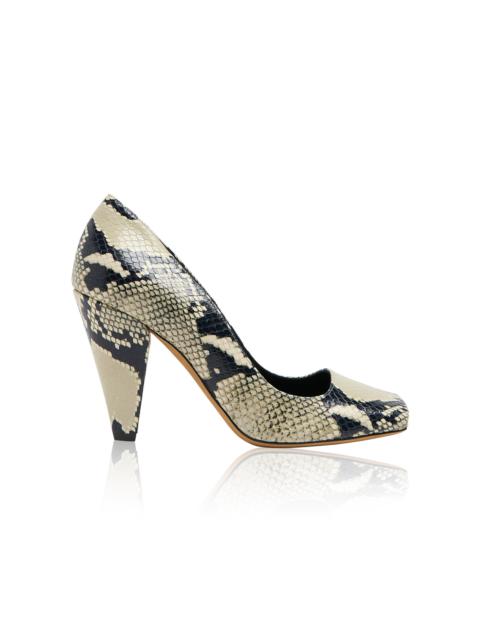 Cedar Python-Effect Leather Peep-Toe Pumps python