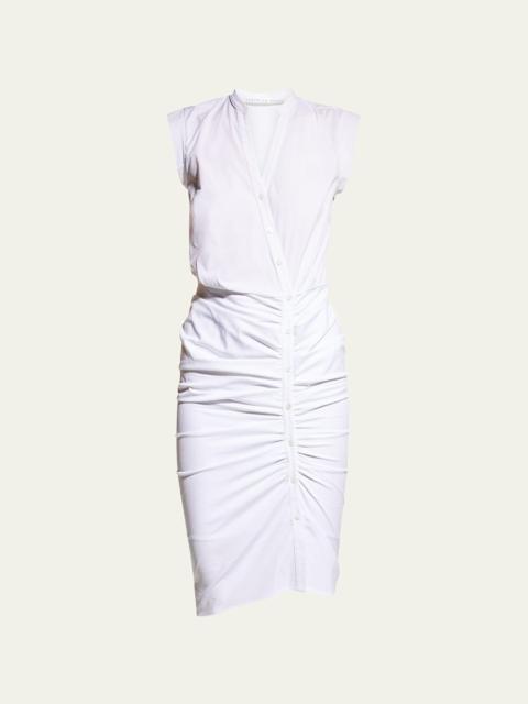 Sleeveless Ruched Poplin Shirtdress