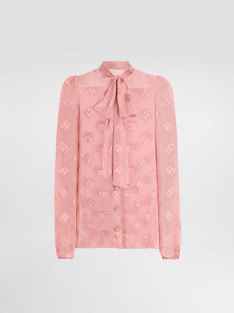 Silk shirt with devorè DG logo