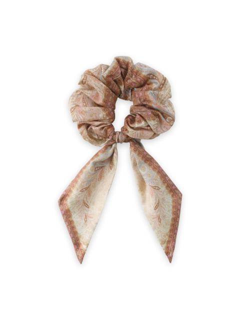 PRINTED SILK TIE SCRUNCHIE