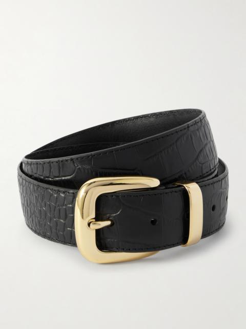 Croc-effect Leather Belt