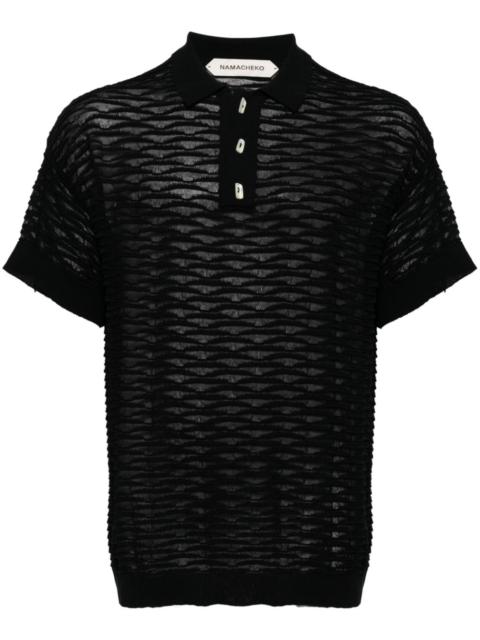 textured finish sheer polo shirt