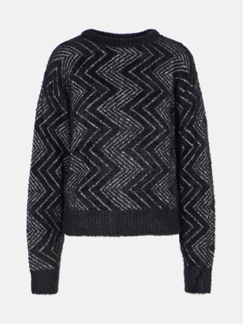 Zig Zag metallic knit sweater
