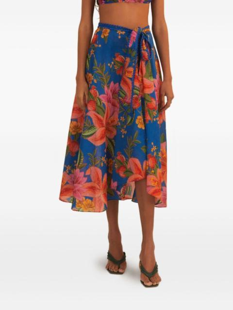 floral wrap midi skirt