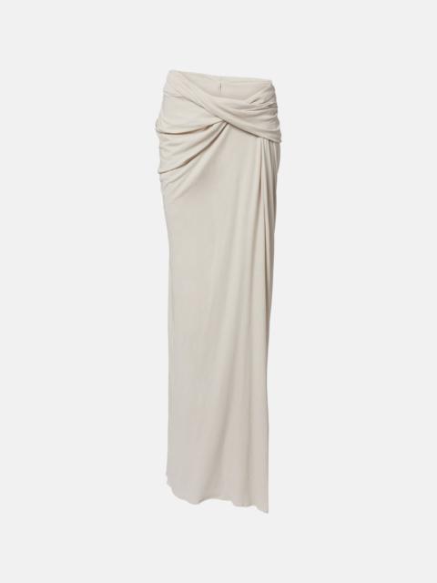 Draped cotton-blend jersey maxi skirt