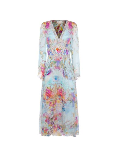 Bazar Blooms embellished V-neck maxi dress
