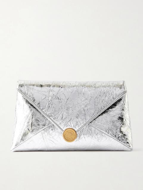 Metallic Crinkled-leather Clutch
