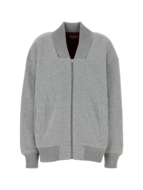 Grey Cotton Blend Bomber Jacket