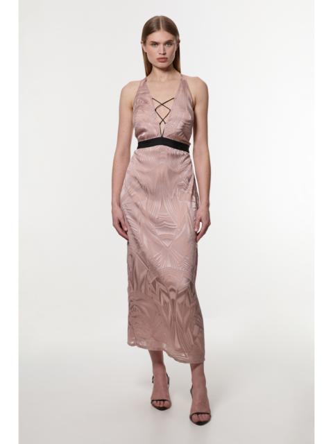 Amelia Graham Burnout Lace Up Detail Woven Column Dress