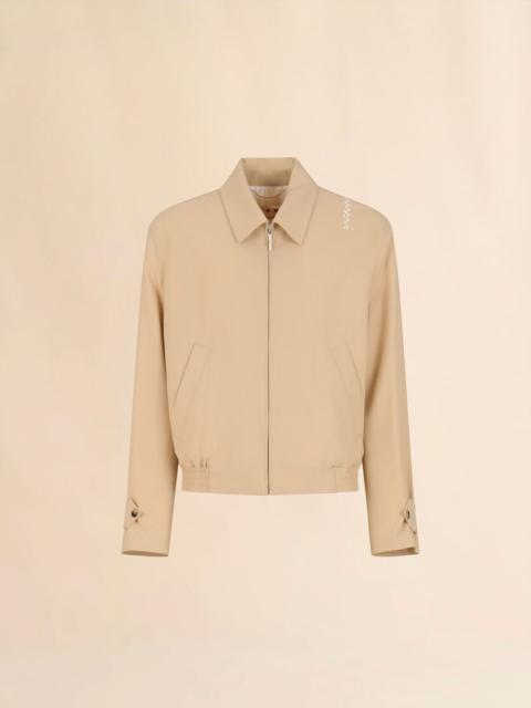 CREAM LIGHT WOOL JACKET WITH COLLAR