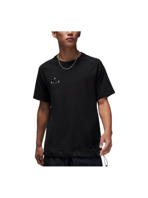 Men's Air Jordan Alphabet Printing Straight Short Sleeve Black T-Shirt DQ8070-010