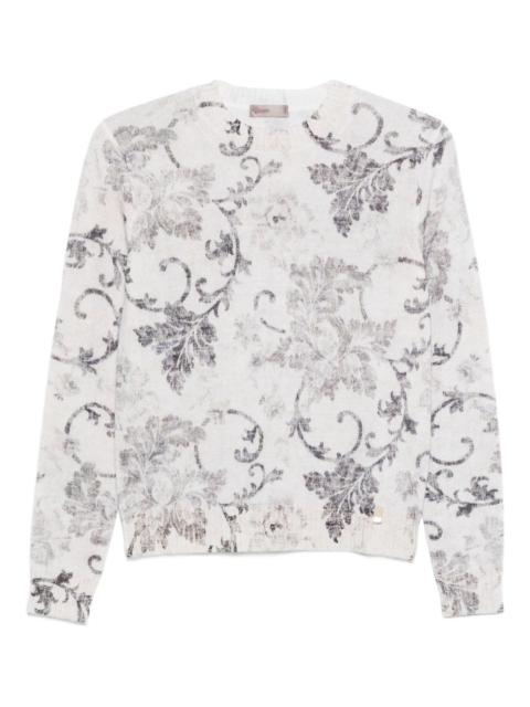 floral-pattern long-sleeve sweater