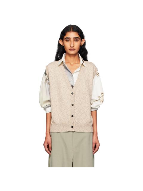 Beige Flecked Cotton Waistcoat Cardigan