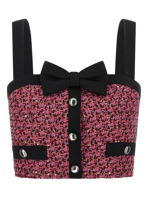 sequin-embellished tweed top