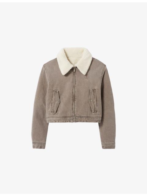 Side-Pocket Faux-Fur Denim Jacket