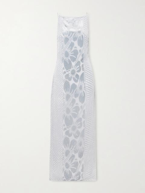 Ventura Open-back Floral Devoré-velvet Gown