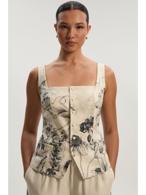 Viscose Linen Scenic Placed Print Strappy Top