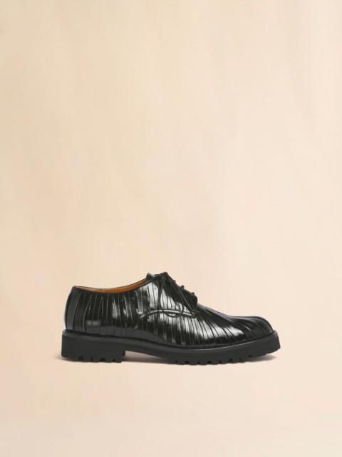 BLACK LEATHER STRIP DERBY SHOE