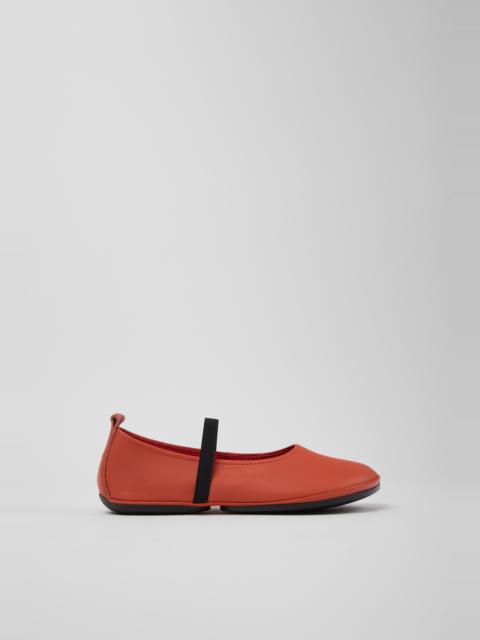Orange Leather Shoes for Women.