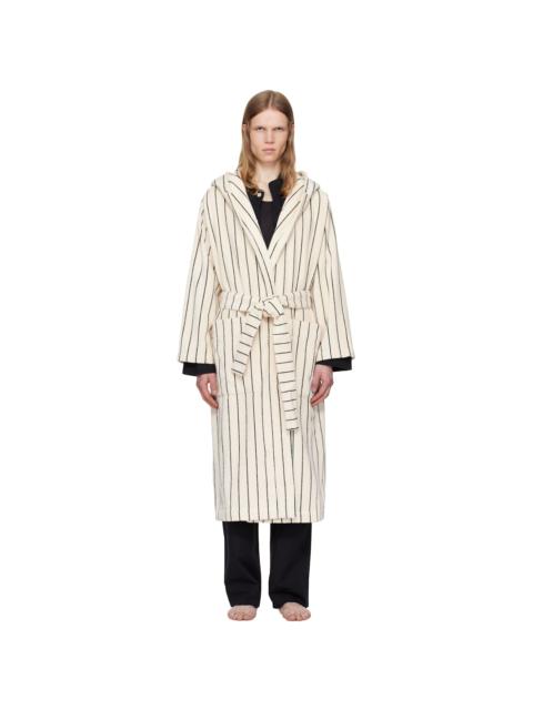 Off-White & Green Terry Hooded Bathrobe