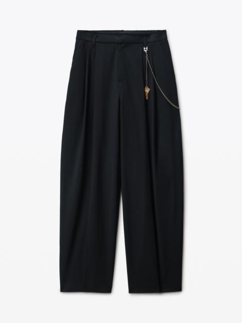 Black Wool-Blend Mid-Rise Pants