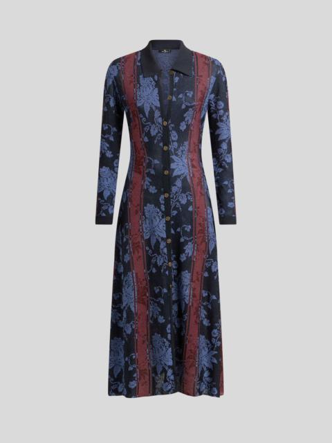 MAXI CARDIGAN WITH FLORAL JACQUARD MOTIF