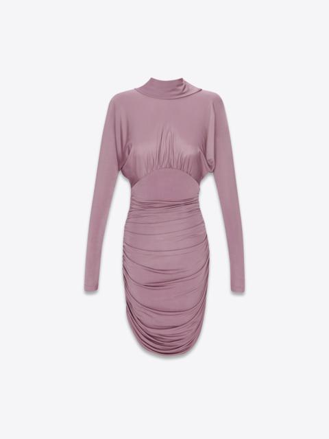 long-sleeve mini-dress in shiny jersey