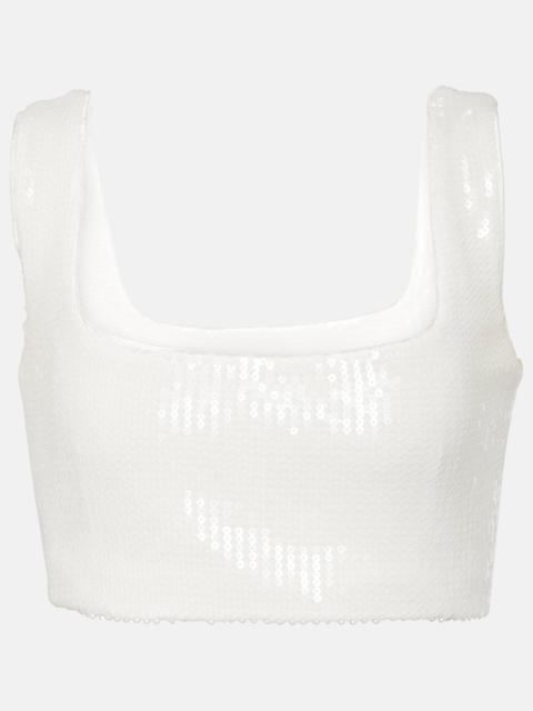 Bridal Beating Heart sequined crop top