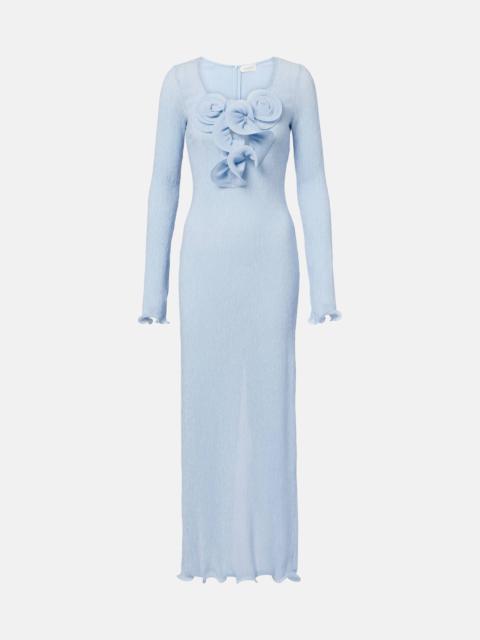 Floral-appliqué maxi dress