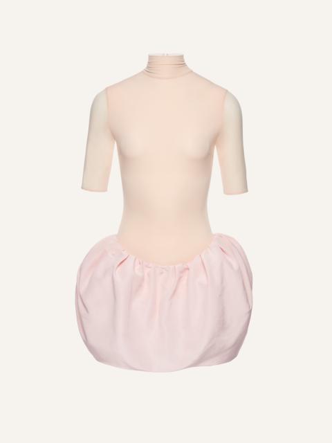 High-neck puff skirt mini dress in light pink