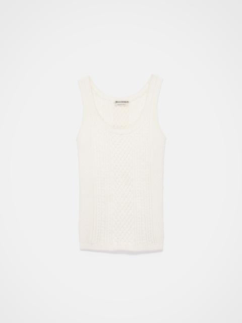 CABLE-KNIT TANK TOP IN WHITE