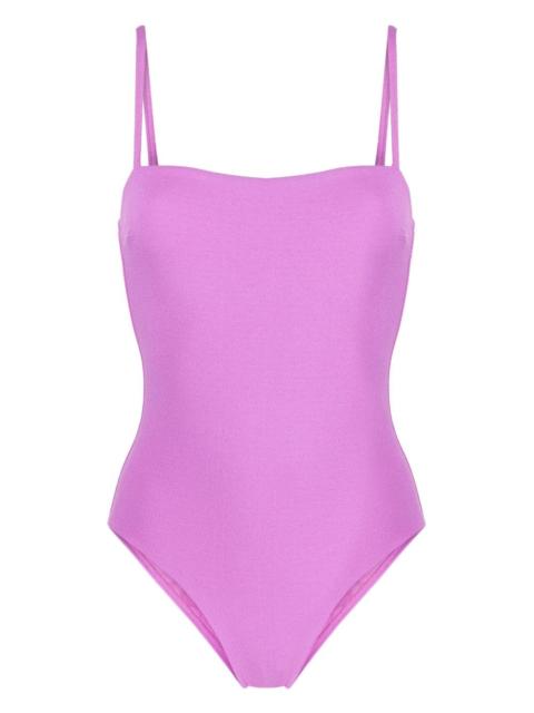 scoop-back one-piece swimsuit