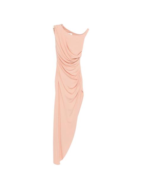 draped asymmetric midi dress