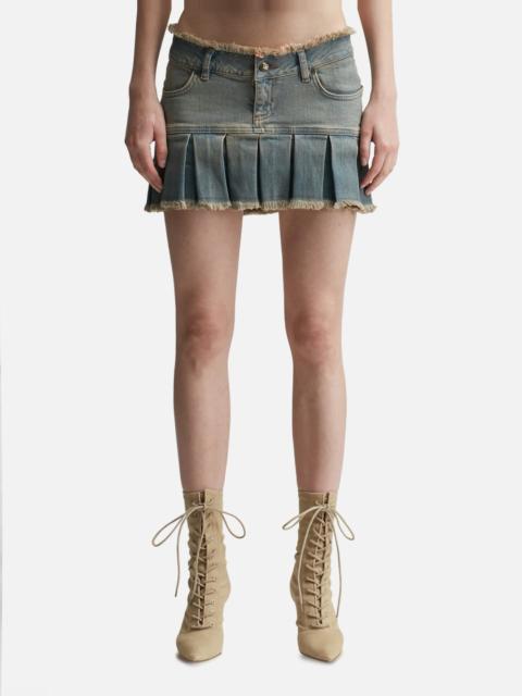 SUNSET WASH DENIM PLEATED SKIRT