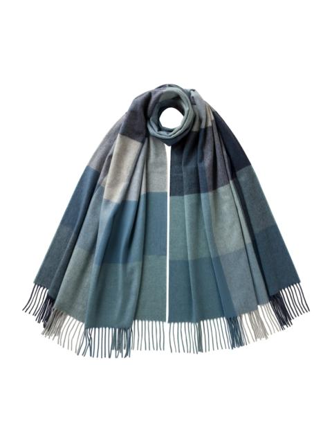 Block Check Blue Cashmere Stole