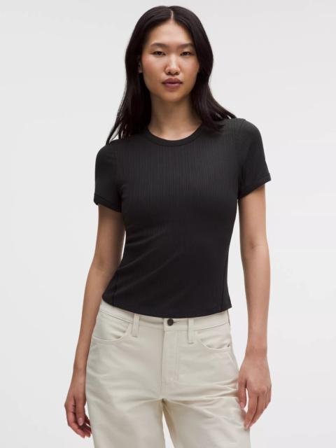 Hold Tight Micro-Rib Straight-Hem T-Shirt