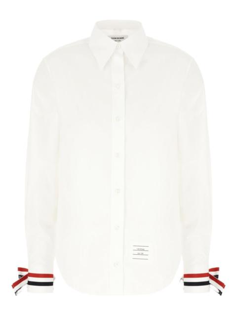 ribbon-cuff cotton shirt