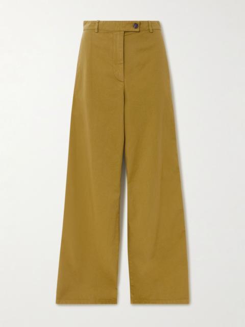Cotton-twill wide-leg pants Mustard