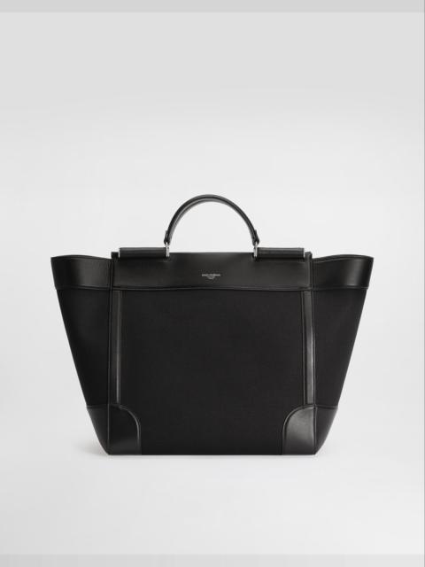Calfskin and panama bag