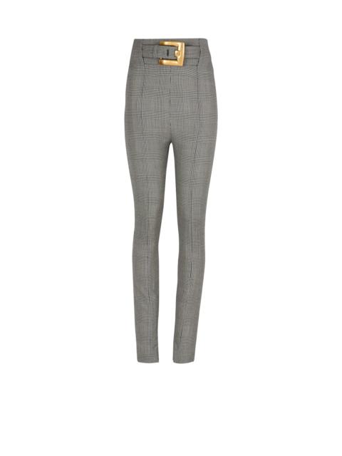 Stretch trousers in Prince of Wales jacquard